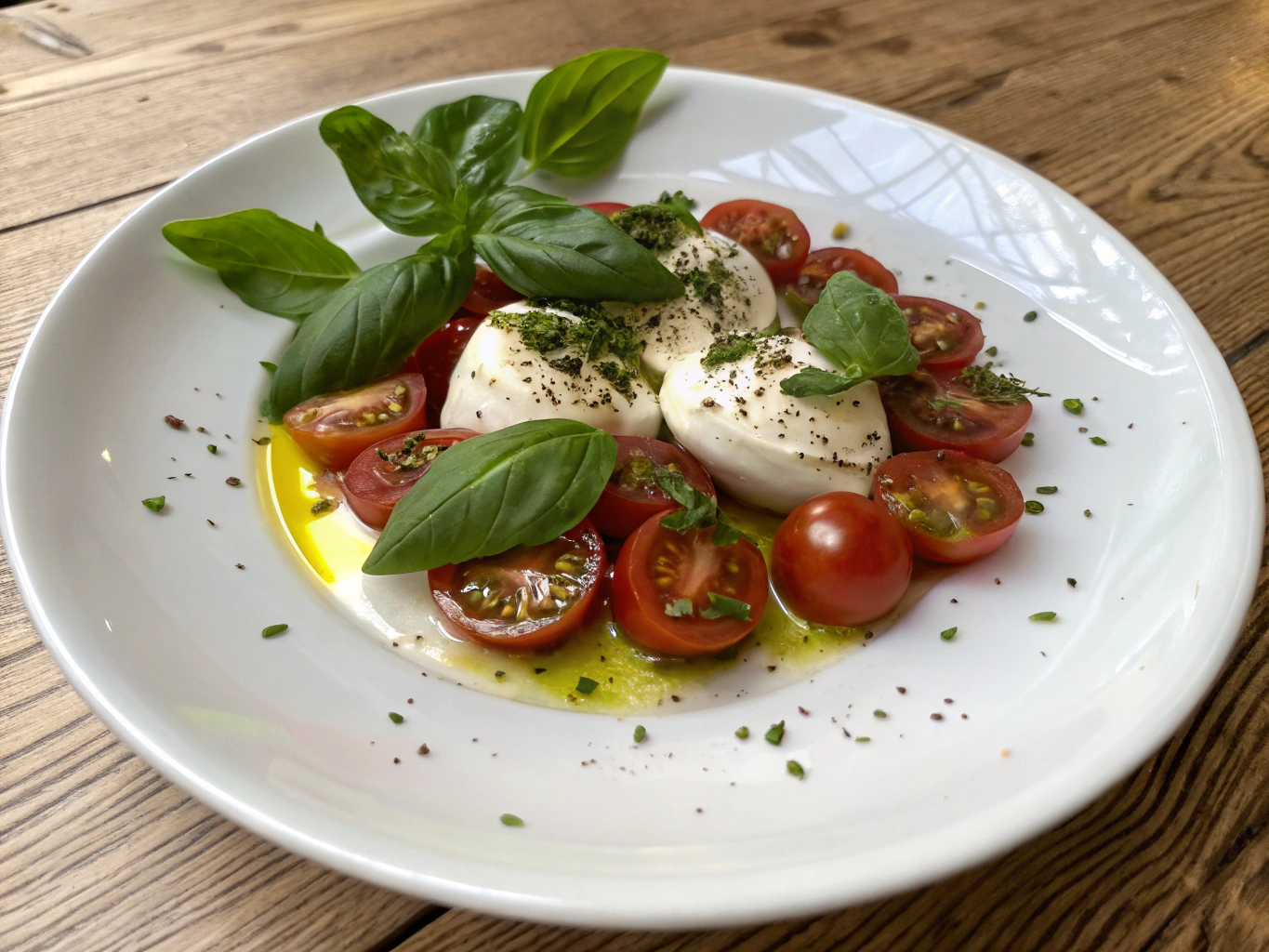 Beautifully plated seasonal Italian dish on a ceramic plate